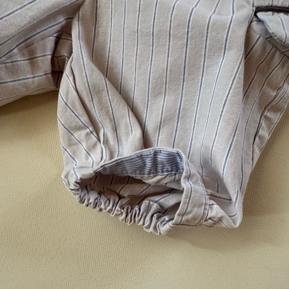 Jacadi Paris 3M Baby Pants | Taupe with Blue & White Pinstripes - Picture 3 of 7